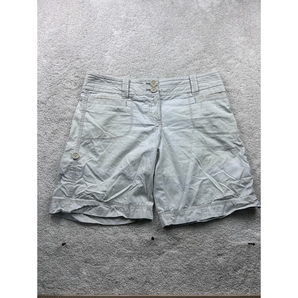LOFT Women's Chino Shorts 8 Beige 100% Cotton Mid Rise Double Button
